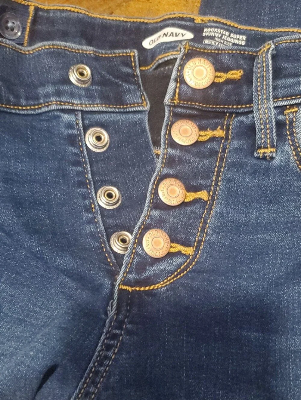 Old Navy Girls Dark Blue Button-Front Skinny Jeans